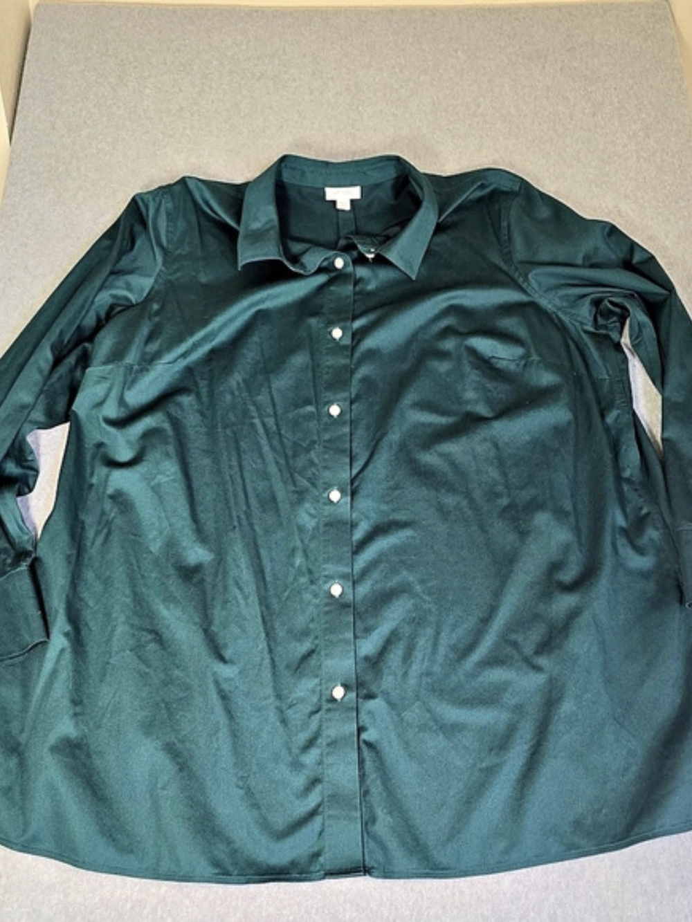 J.Jill Non-Iron Teal Green Button Down Tunic Shirt Women’s XL